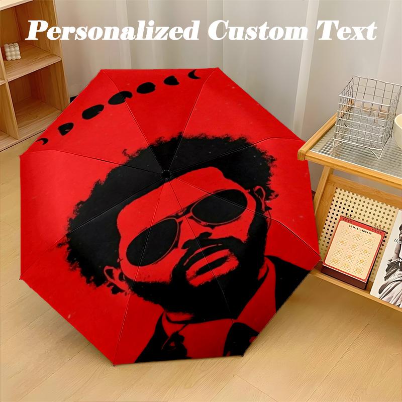 Portable Auto Folding Umbrella,The Weeknd 8 Rib Waterproof Umbrella For Camping Commute