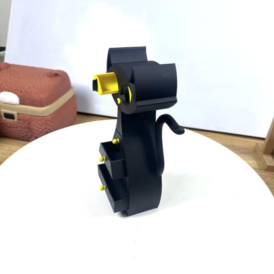 Black Cat Shaped Jewelry Box 3D Printed Cat Jewelry Organizer with 6 Drawers for Necklaces Bracelets Earrings Rings