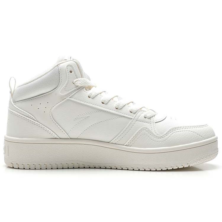 Anta Lifestyle Series Fabric Synthetic Leather High-Top Skate Shoes Men Sneakers White 912348082-2