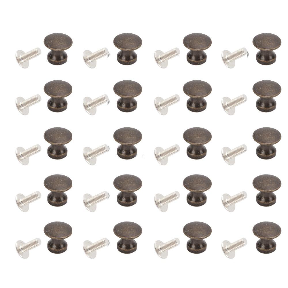 20pcs Cabinet Handle Zinc Alloy Single Hole Handle 12x11MM Round Head Drawer Pulls Bronze Vintage Cabinet Knobs Wood Case