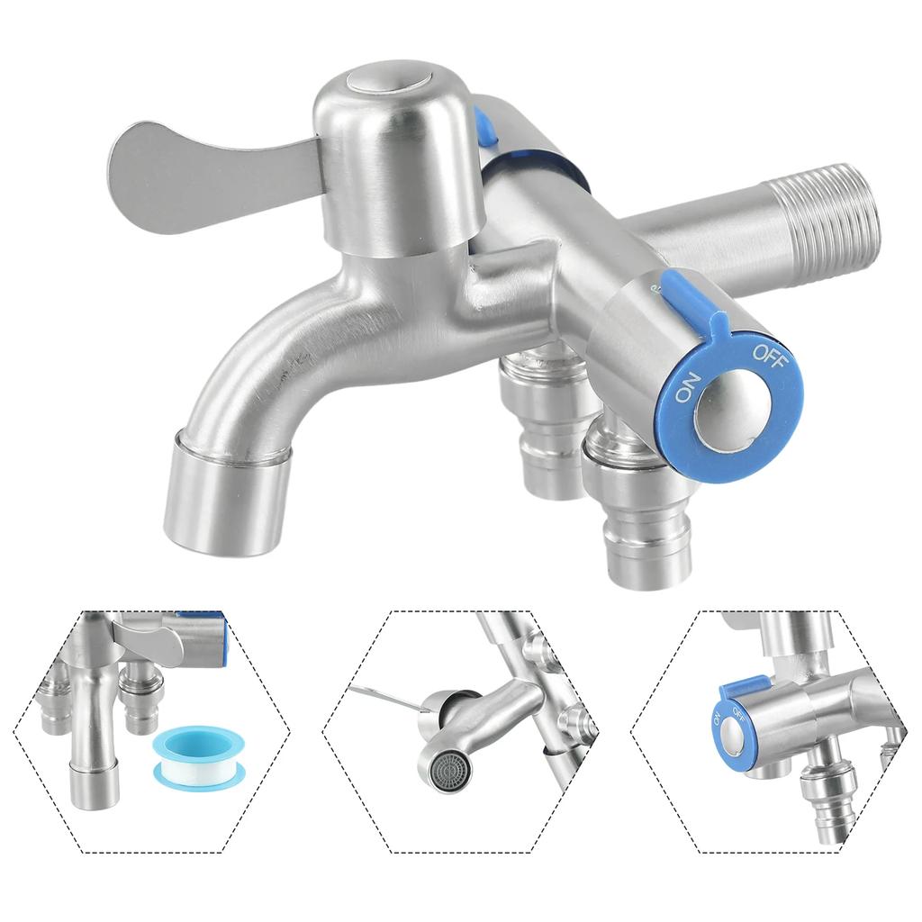 Dual Control Dual Use 3-Way Shower Water Diverter Valve Faucets Filling Angle Valves Washing Machine Bathroom Toilet Accessories