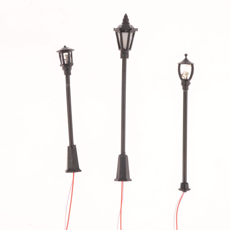 10Pcs Railway Bonsai Micro Landscape Decor For Rail And Building Layout Model Railway Lamppost Led Park Lanterns Lamps