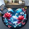 1pc Soft, Absorbent & Non Slip White Swan In Love Round Rug Soft Circle Rug for Living Room & Bedroom Decor, Chair Mats, and Unforgettable H