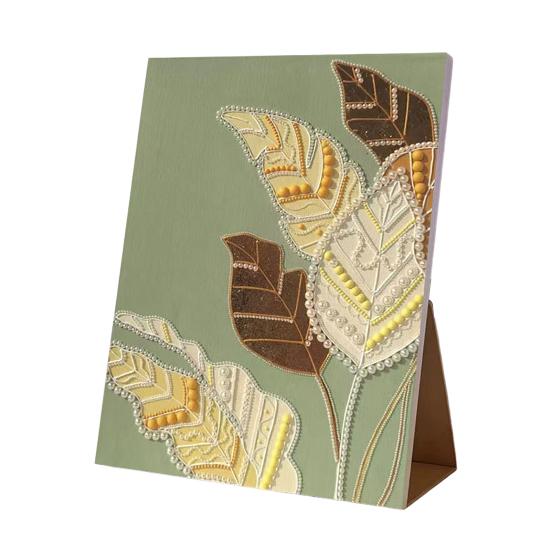 Faux Pearl Art DIY Kit 3D Butterfly Landscape Mosaic Stress Relief Craft for Adults Teens Pre-Printed Canvas with Glitter Resin