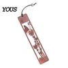 Thin Flat Bookmark Rosewood Bookmark, Plum Orchid Bamboo Chrysanthemum Carved Classic Seamless Page Marker Traditional Chinese Style Wood