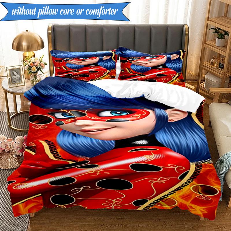 3PCS Miraculous Adventures Bedding Set,Including 1pc Duvet Cover And 2pcs Pillowcases Perfect for Bedroom, Dormitory, Fan Christmas gift
