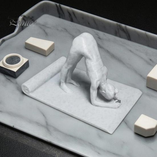 3D Printed Yoga Figure Shape Phone Stand, Creative Desktop Sculpture, Imitation Stone Contemporary Desk Decoration Texture Decorative Ornament,