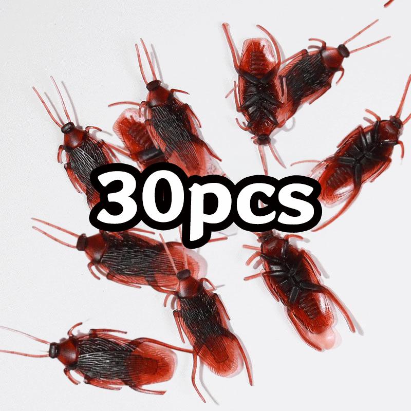 50Pcs Realistic Bugs Funny Toy Fake Cockroach Novelty Insects Halloween Prank Simulation Tricky Disgusting Scary Party Supplies