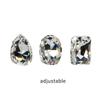 3PCs Square Shape Vintage Wedding Ring Adjustable Size Adjustable Crystal Ring  Party Accessories