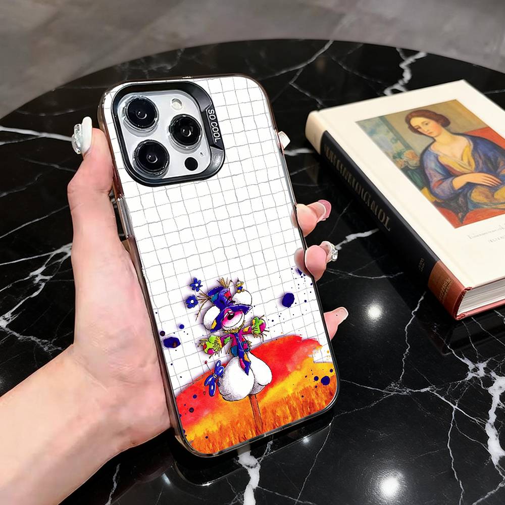 

Cartoon D-Diddl Phone Case For iPhone 17,16,15,14,13,12,11 Plus,Pro Max,XS,Colorful Silver Black Cover iPhone11PROMAX