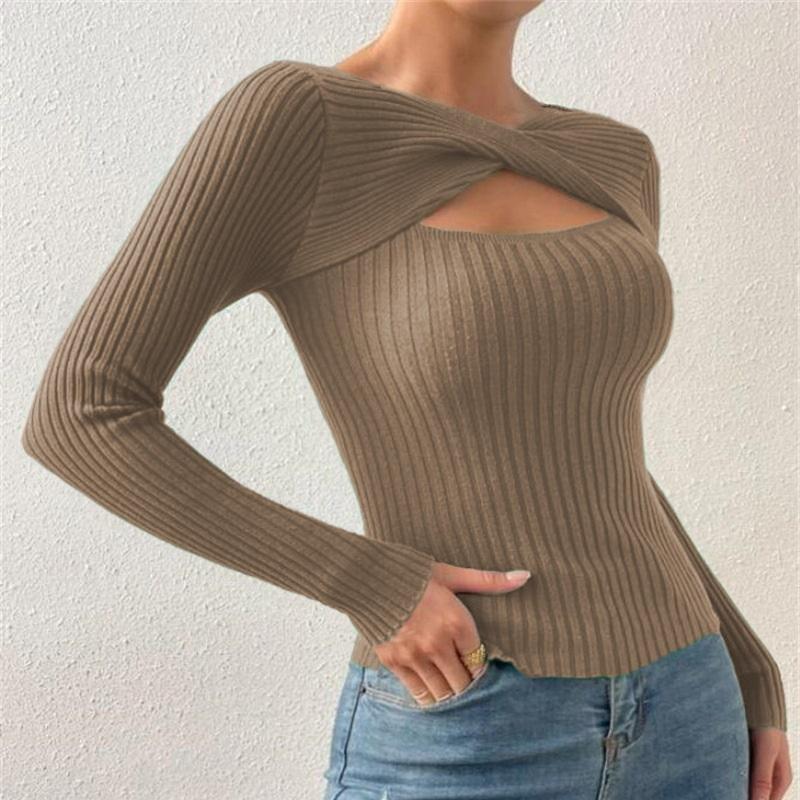 Podzim Zima Pletený svetr pro ženy Pulovry a svetry s dlouhým rukávem Dámské Základní úplety Topy