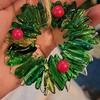Glass Christmas Ornament Red Green Silver Wreath/Tree Hanging Decoration for Holiday Home Party Decor