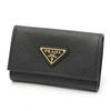 Used / PRADA Saffiano Triangle Key Case 1PG004 Leather Black/Gold Hardware [Used]