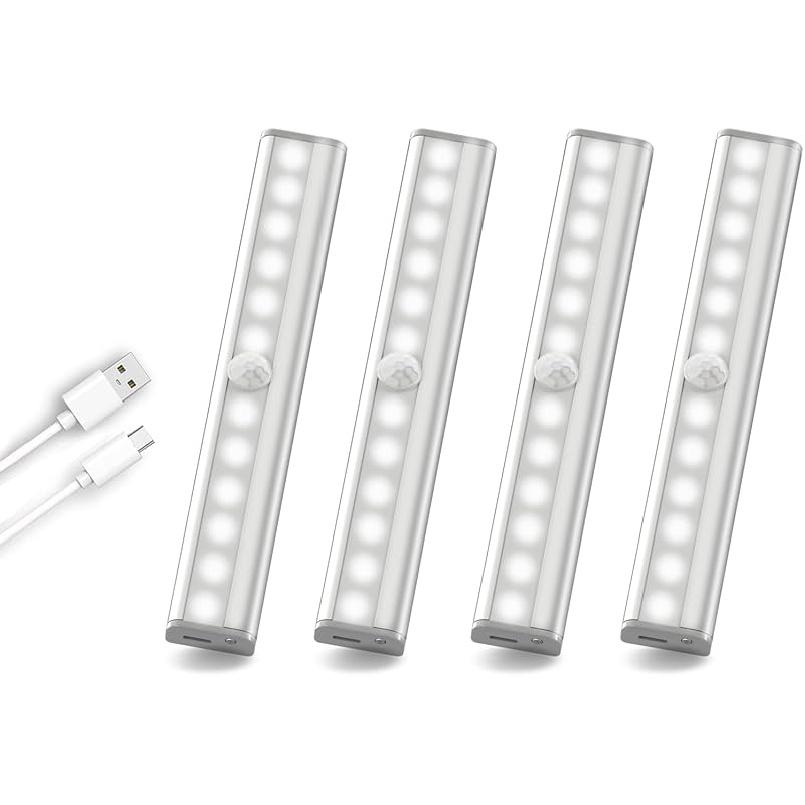 6PK Under Cabinet Lighting, 12LED Motion Sensor 12LED Light Indoor, Night Led Lights Rechargeable Stick-on Lights for Kitchen Closet Stairs