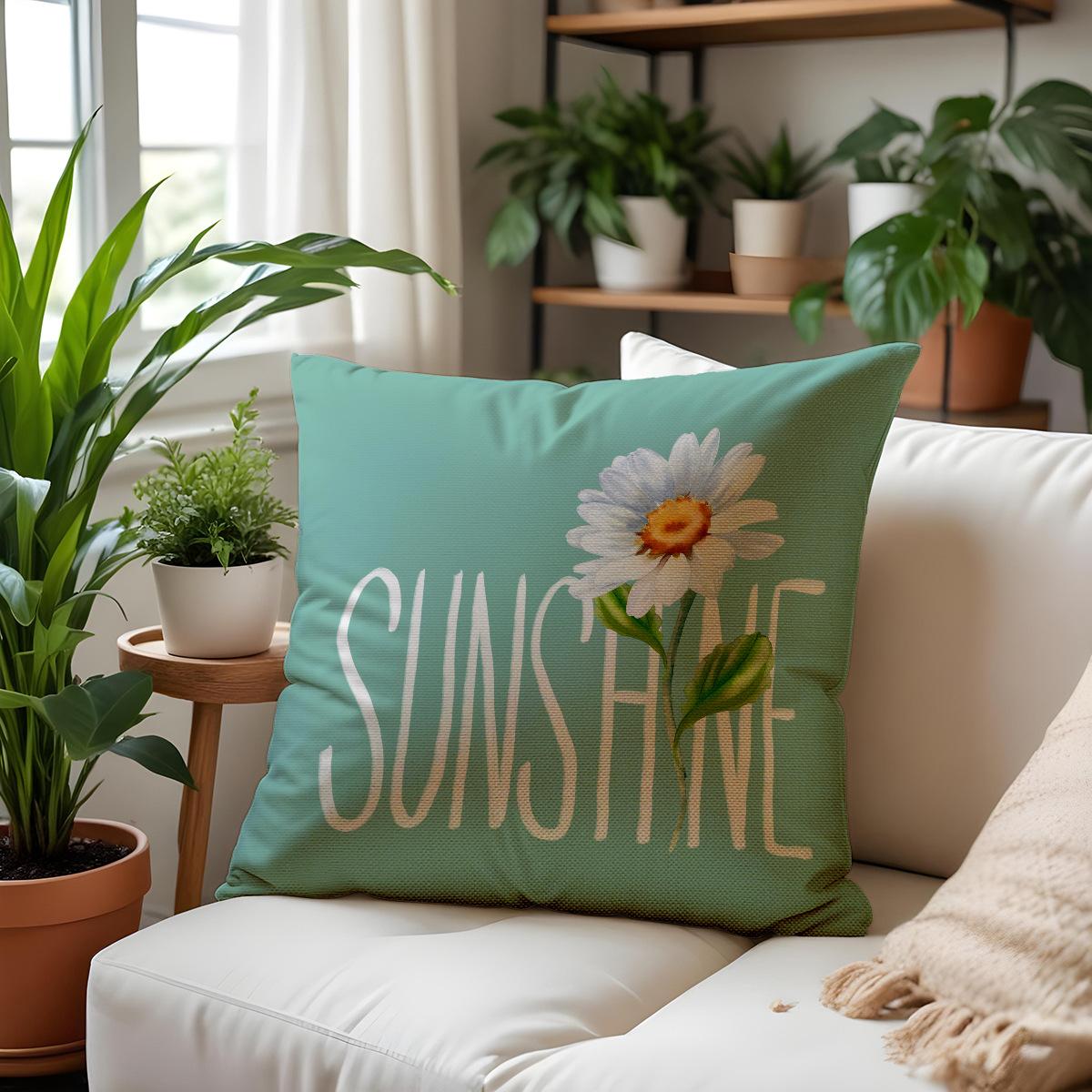 

Новые весенние цветы Комбинация Наволочка для диванной подушки Современная Универсальная Подушка для сиденья Декор для спальни Лен 45 * 45Cm