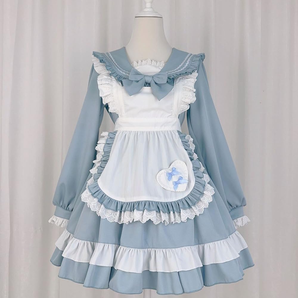 Maid Gothic Sailor Cosplay Ruffled Lolita Long Sleeve Costume Neat and Perfect for Cafes and Amusement Parks Size [ShouKi Manufacturing] Outfit,