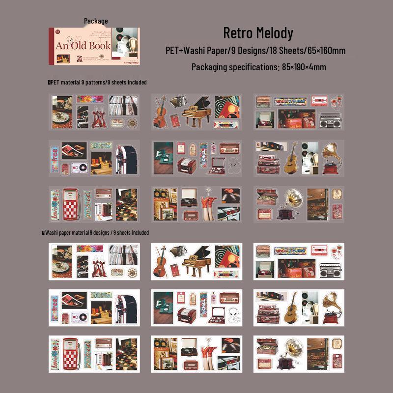 Retro Double Material Sticker Book: Old Book Series for Journal Decoration and Collage