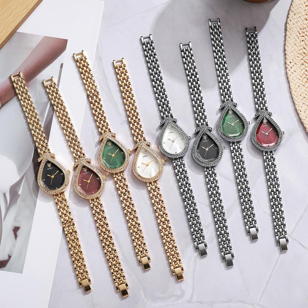 New Vintage Creative Watch for Women with Diamond-Studded Teardrop Dial High-Quality Design Ladies' Wristwatch Unique Gift Reloj