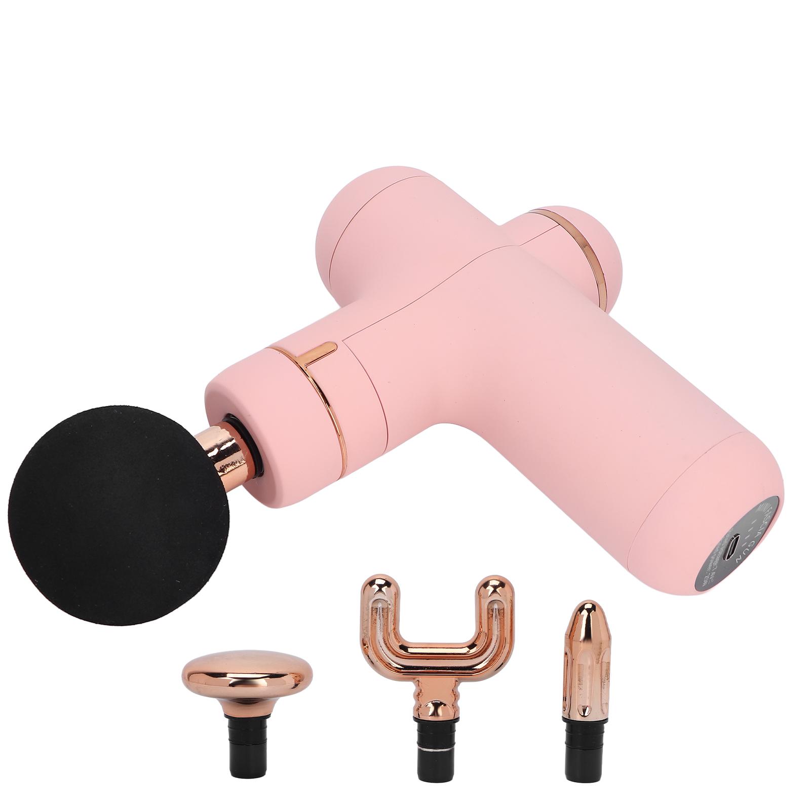 

Массажный пистолет, перезаряжаемый, для снятия боли, глубокой вибрации тканей, электрический массажер для мышц (розовый)