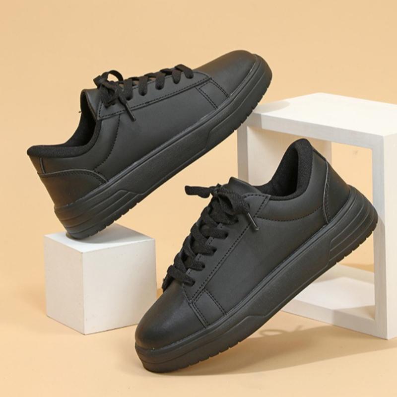 Lace-up White Shoes Casual Sneakers for Women PU Leather Walking Shoes Breathable Daily Flats Men Casual Sports Shoes Waterproof