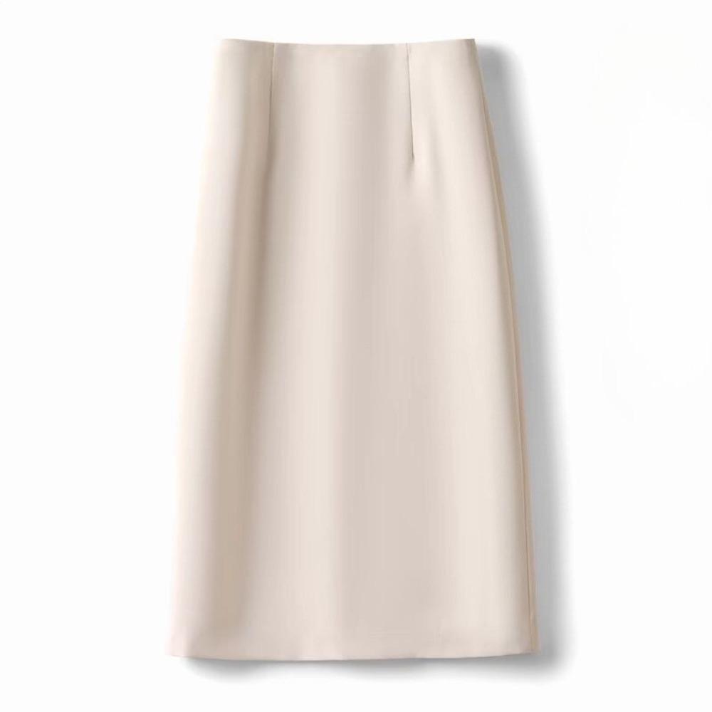 Women's High Waist A-Line Midi Skirt Non-Stretch Commuter Suit Skirt With Back Slit
