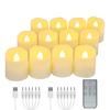 12 Pack USB Rechargeable Flameless LED Tea Light Candles with Remote Control Warm White Flickering Votive Lights for Weddings Christmas Halloween Rom