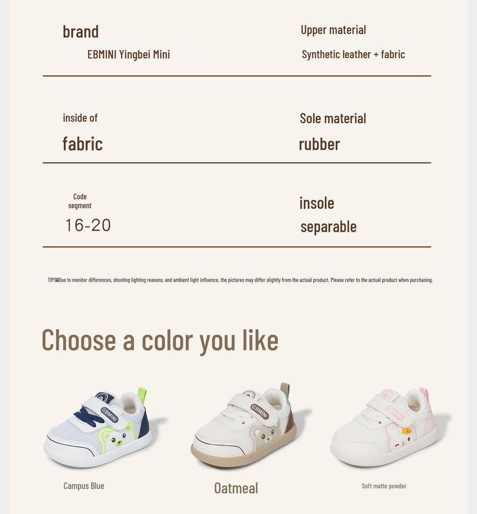 Yingbeimi Ni Children's Barefoot First Walker Shoes 2026 - Spring Cartoon Style for Toddlers, Girls & Boys with Little Bear Design.