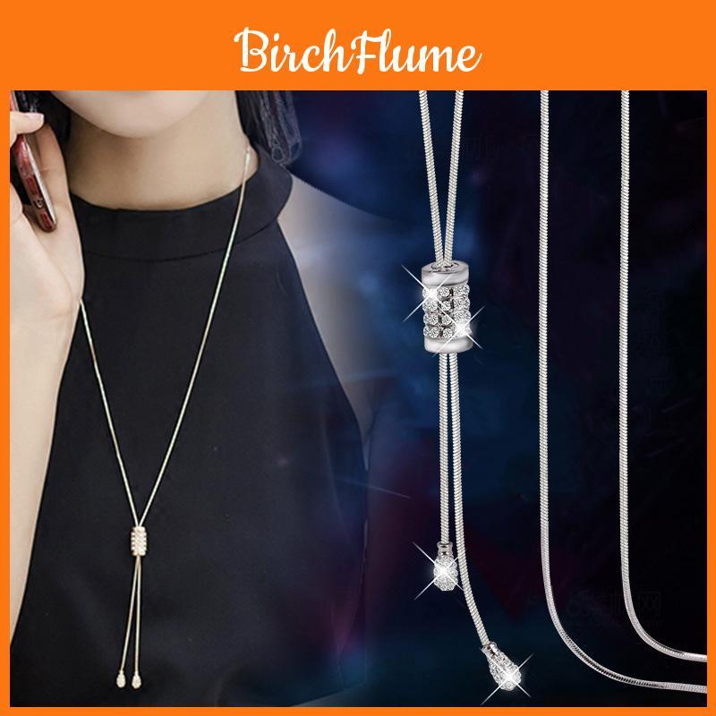 Korean Style Long Sweater Chain With Rhinestone Pendant For Casual Wear And Gifts