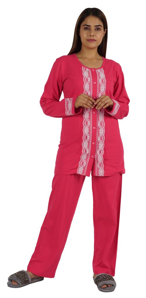 Moomaya Womens Solid 2 Pcs Nightwear Set Sleepwear Top & Pajama PJ NightSets