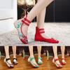 Women Embroidered Shoes Canvas Sneakers High Ankle Double Strap Shoes Slip-On Sewing Comfort Breathable Mesh Shoes For Women
