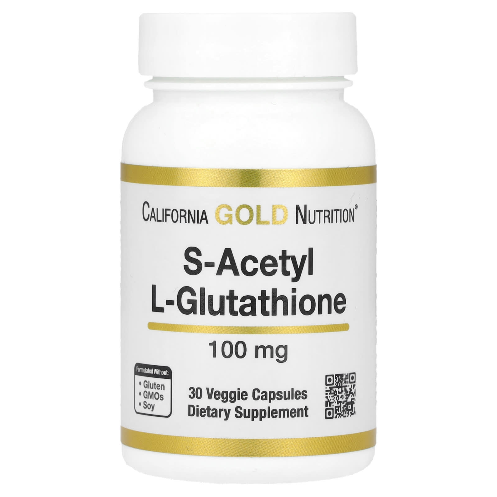 

California Gold Nutrition, S-ацетил-L-глутатіон, 100 мг, 30 овочевих капсул