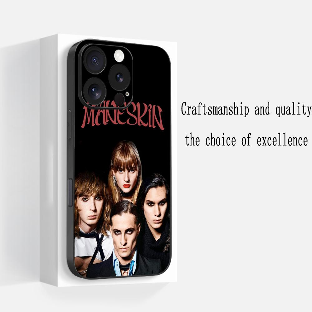 Maneskin Cool Band Pattern Design Phone Case For iPhone 16 16e 15 14 13 12 11 Plus Mini Pro Max Soft Black Shockproof Cover