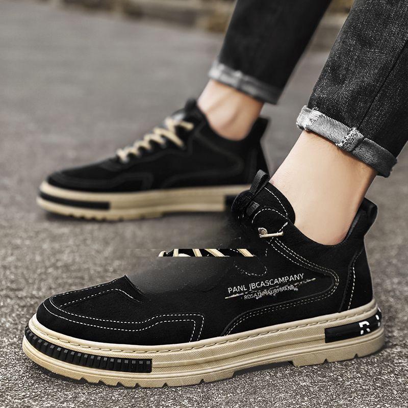 Botas de Trabajo Transpirables de Otoño para Hombre - Resistentes al Desgaste, Modernas, Zapatos de Tablero Casuales Negros para Combinar con Todo