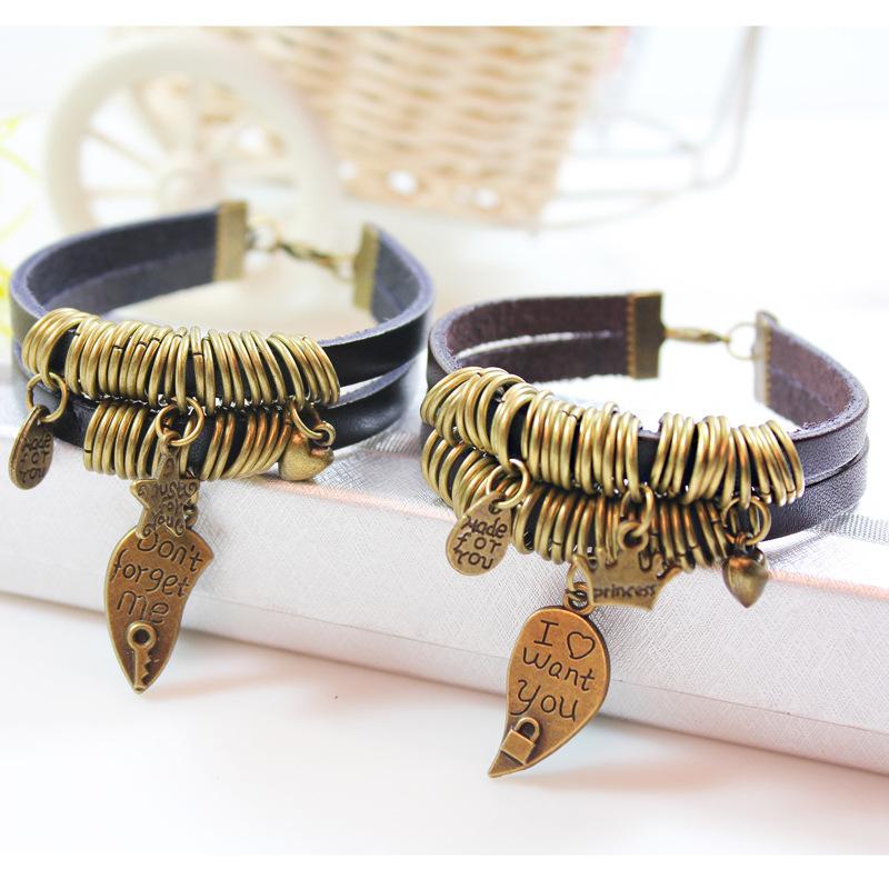 JMXD Vintage Circle Bronze Beaded Bracelet Handmade Gender Symbol Unisex Stretch Skull Infinity Rope Wristband Retro Punk Gift Jewelry