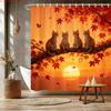 Four White Cats on Magnolia Branch Waterproof Shower Curtain for Bathroom Decor