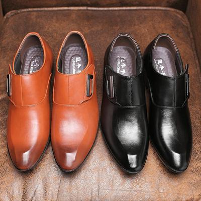 New Men's Formal Leather Shoes Men's British Fashion Velcro Men's Shoes Breathable Youth Casual Men's Shoes