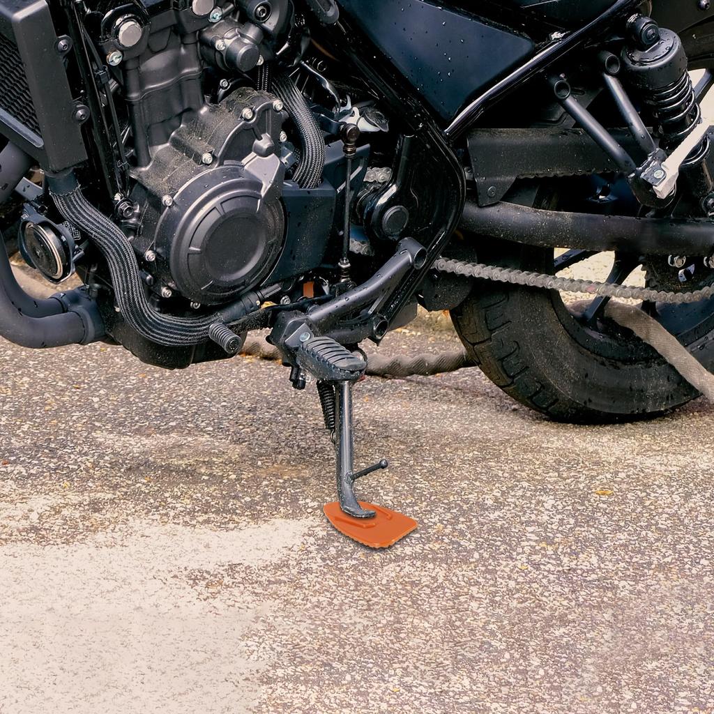 F FIERCE CYCLE Motorcycle Kickstand Pad Support Plate Pad Side Stand Extension Pad 4.5 X 4.3 Cm Orange