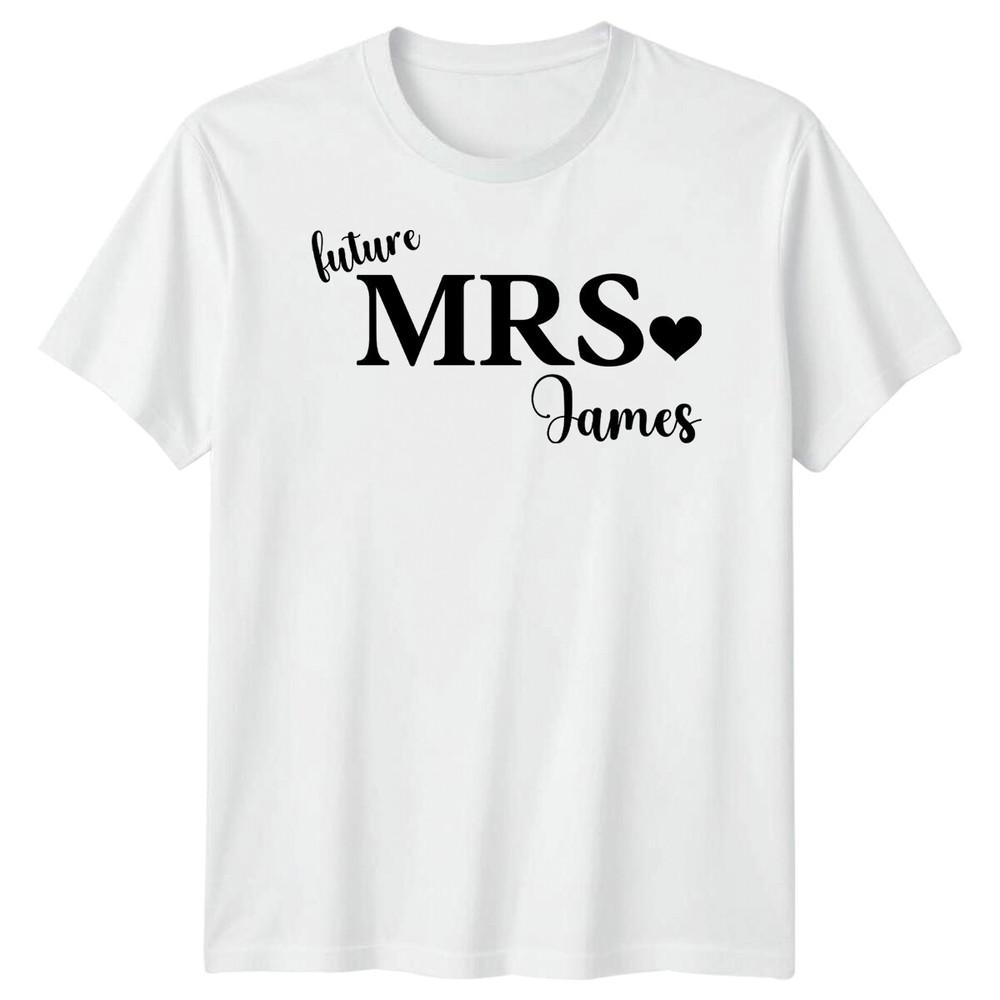

Персонализированная футболка для будущего миссис Джеймс, для невесты, свадебная, мужская, женская, унисекс, топ 2XL