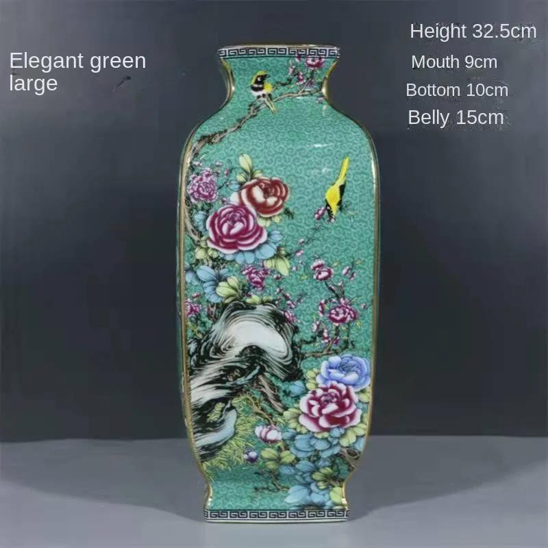 Ваза полностью ручная работа, новая китайская эмалевая керамика, расписанная квадратная бутылка, имитация старинного домашнего настольного украшения 1 шт.