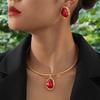 Burgundy Imitation Pearl Baroque Stud Earrings Collar Set High Value Light Luxury Niche Versatile Temperament