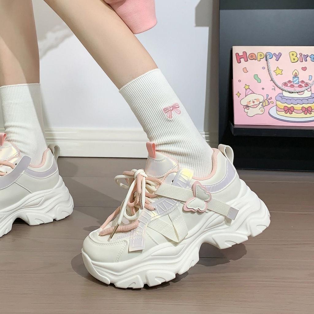 High-value Dad Shoes Ins Trendy Autumn and Winter New Height-increasing Butterfly Sports Dad Shoes