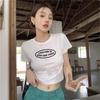 Black American retro short-sleeved t-shirt women's summer new design feeling Spice girl navel short top