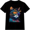 Cat With Sunglasses T Shirt Funny Cool Cat Lover Retro Colorful Graphic Tee