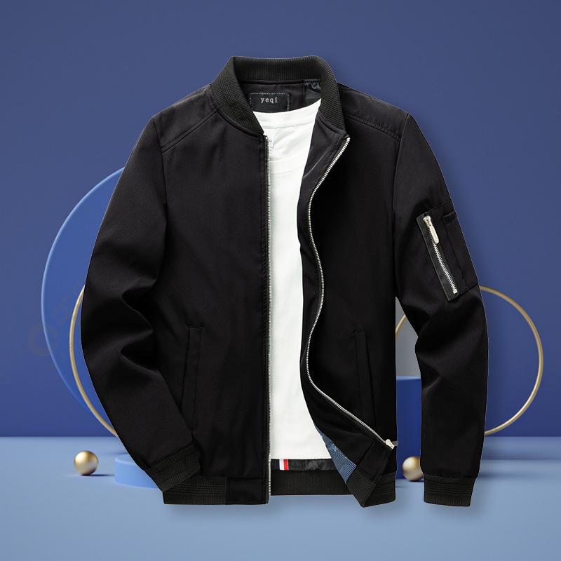 

Men s Plus Size Slim Fit Fashion Jacket - Versatile Spring/Autumn Casual Coat, Style 9937 M чёрный