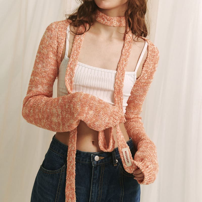 

MEENDERI SLUB KNIT LONG SCARF - SALMON FREE