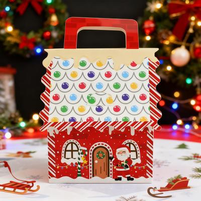 10Pcs Christmas Wonderland Cottage Gift Box Set Large 3D Pop-Up House Shaped Paper Candy Boxes Festive Holiday Party Favor Decor