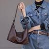 Premium Vegetable Tanned Pu Leather Hobo Bag Women'S Large Capacity Commuter Underarm Bag Tote Bag One Shoulder Crossbody Dumpling Bag