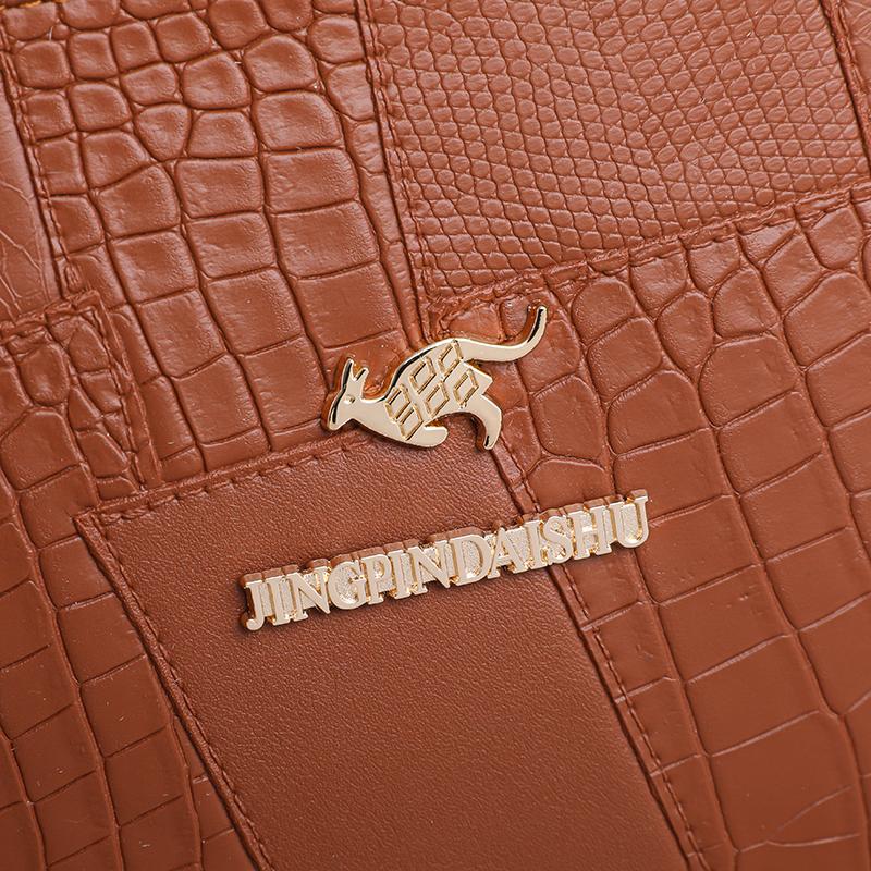 Stitching Women's Bag PU Shoulder Bag Bucket Bag