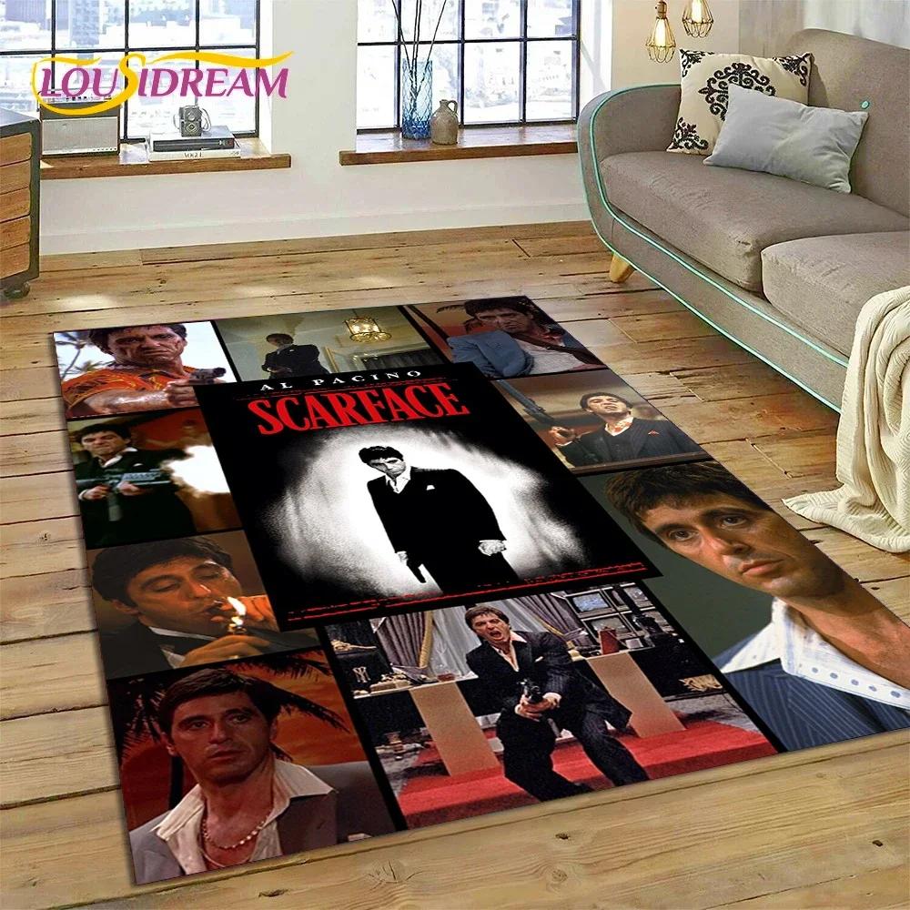 Tappeto Tappeto Movie 3D Printing Scarface Tony per Camera da Letto Soggiorno Casa Decorazione Divano, Tappetino Gioco Bambini Grande Decorazione Pavimento Regalo