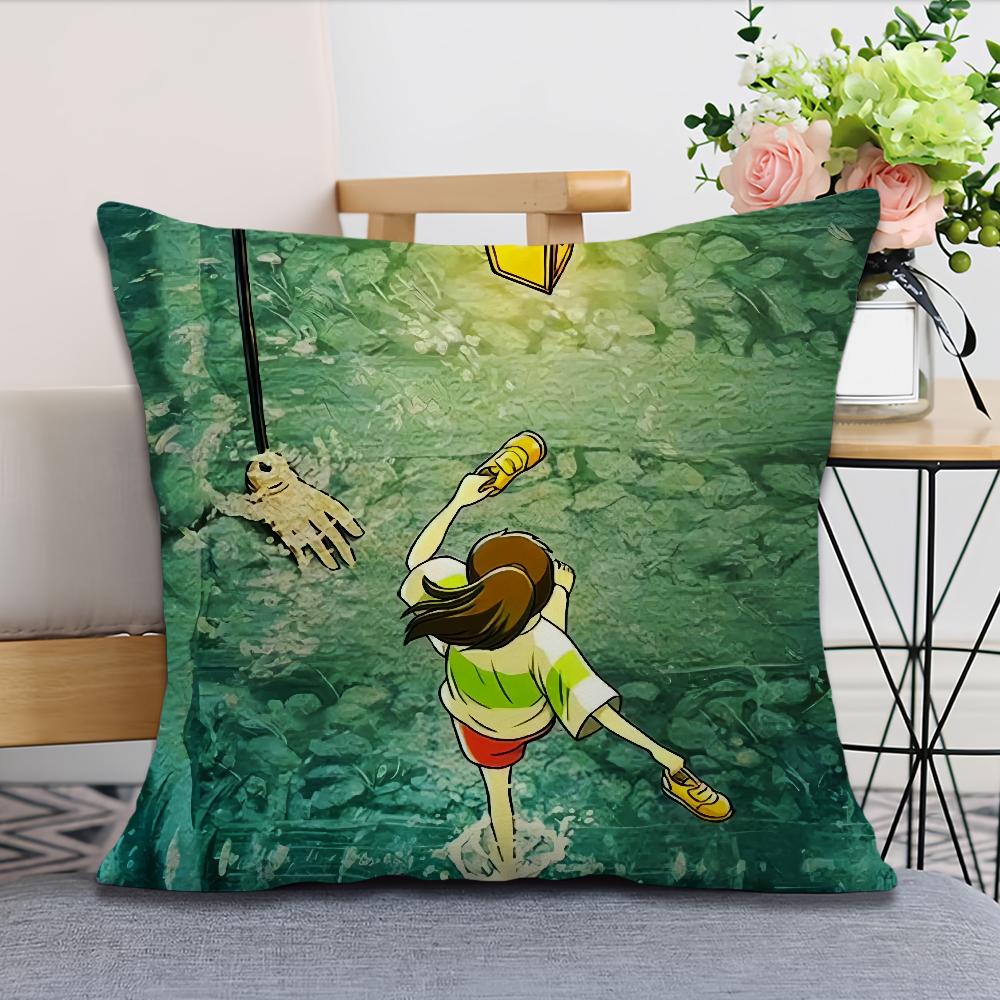 A-Away S-Spirited cushion cover anime film soft Comfortable Pillow Case for Sofa Living Room Home office Decor Protective Covers